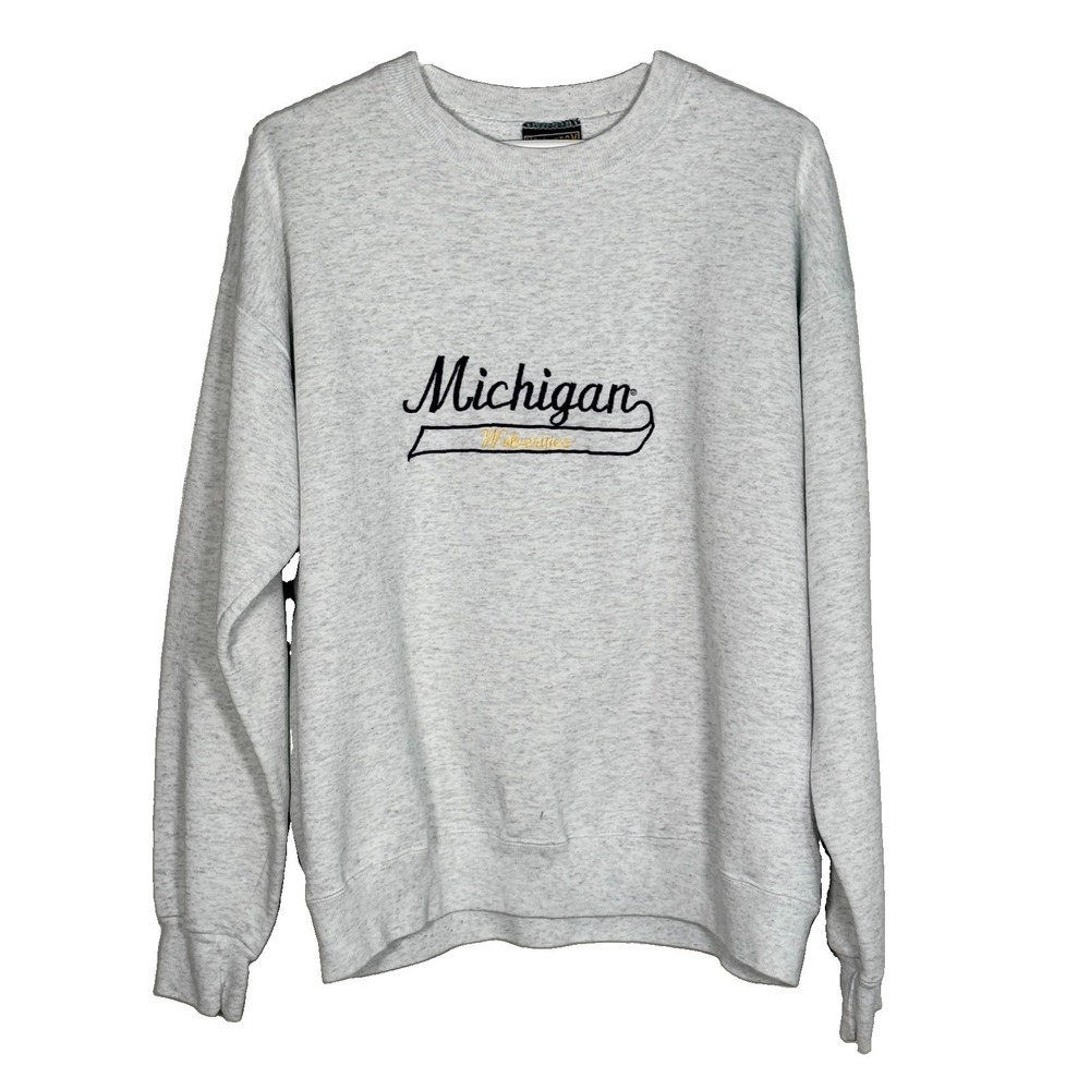 Vintage Michigan Wolverines Embroidered Crewneck Sweatshirt XL USA 90s Home Team
